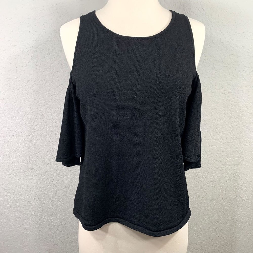 Milly Black Flutter Sleeve Tank Blouse - Picture 2 of 11